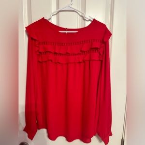 Loft Red Long Sleeve Top Size Large